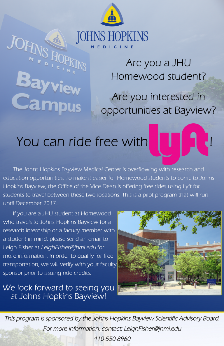 Johns Hopkins Bayview Lyft Program Flyer Johns Hopkins Center for