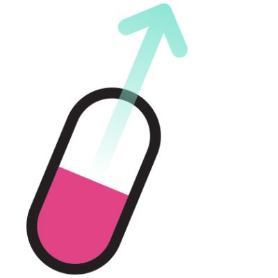 pill with an upward arrow