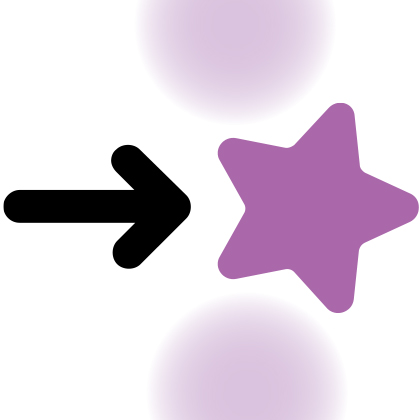 An arrow pointing to a star