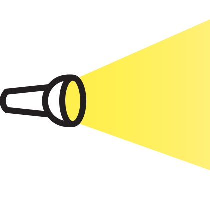 illustration of a flashlight, shining