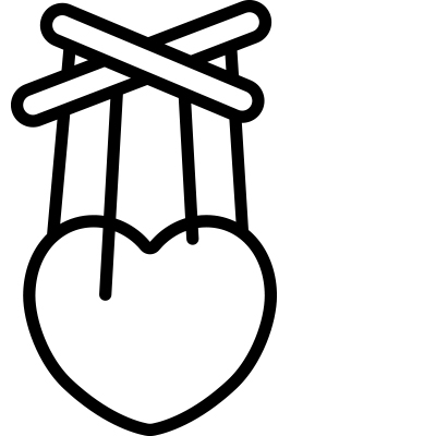 illustration of a heart suspended by strings