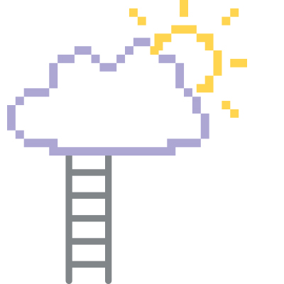 A cloud with a ladder up to it.